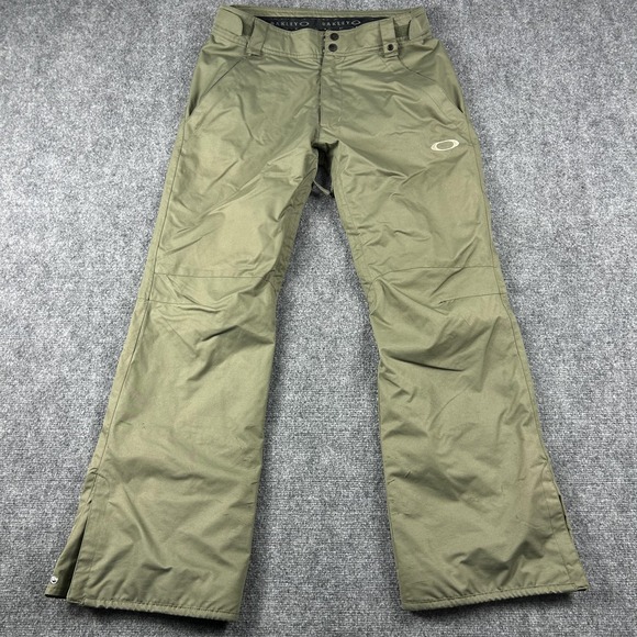 Oakley Snow Pants Mens Medium Green Lined Adjustable Waist Ski Vent Zips Shell